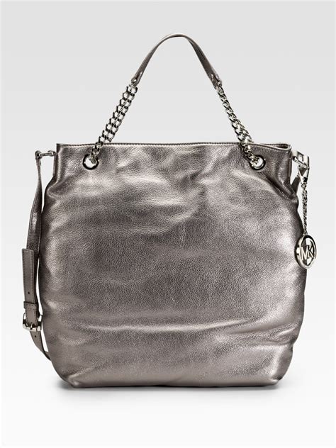 michael kors gunmetal tt jet set chain shoulder bag|michael kors jet set leather.